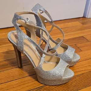 Elegant Silver Platform Heels